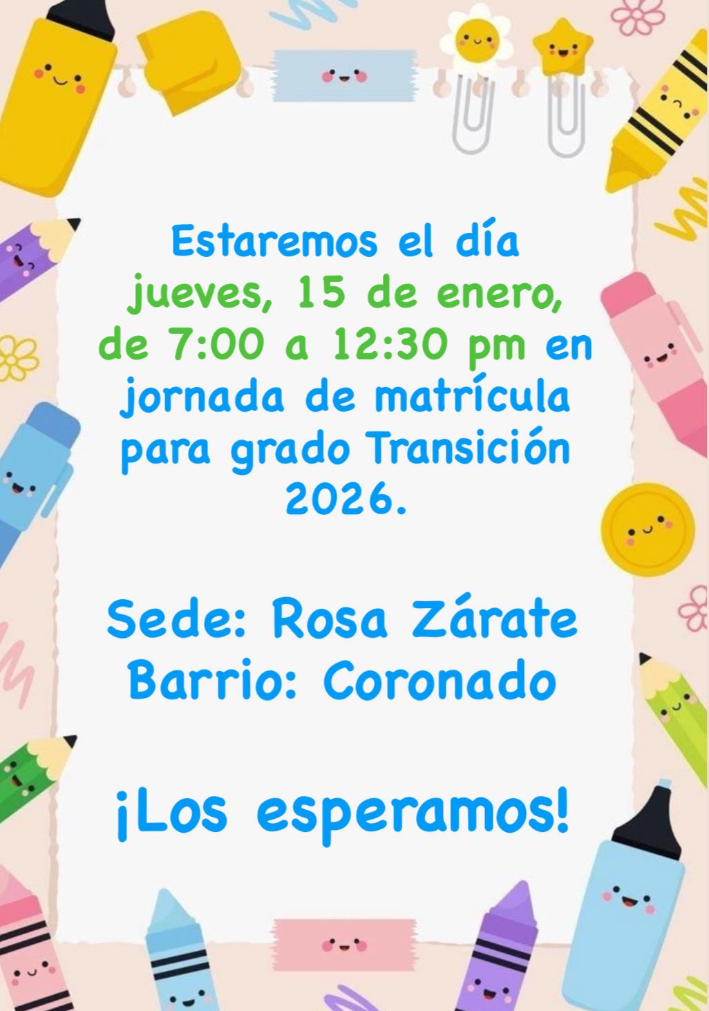 INSCRIPCIONES ABIERTA GRADO TRANSICION 2026